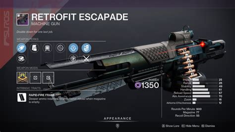 Full stats and details for Escapada Readaptada, a Machine Gun in Destiny 2. . Lightgg retrofit escapade